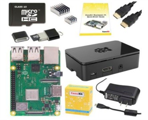 CanaKit Starter Kit, Raspberry Pi 3 B+, l&aring;da, mikro-SD, n&auml;tdel m.m.