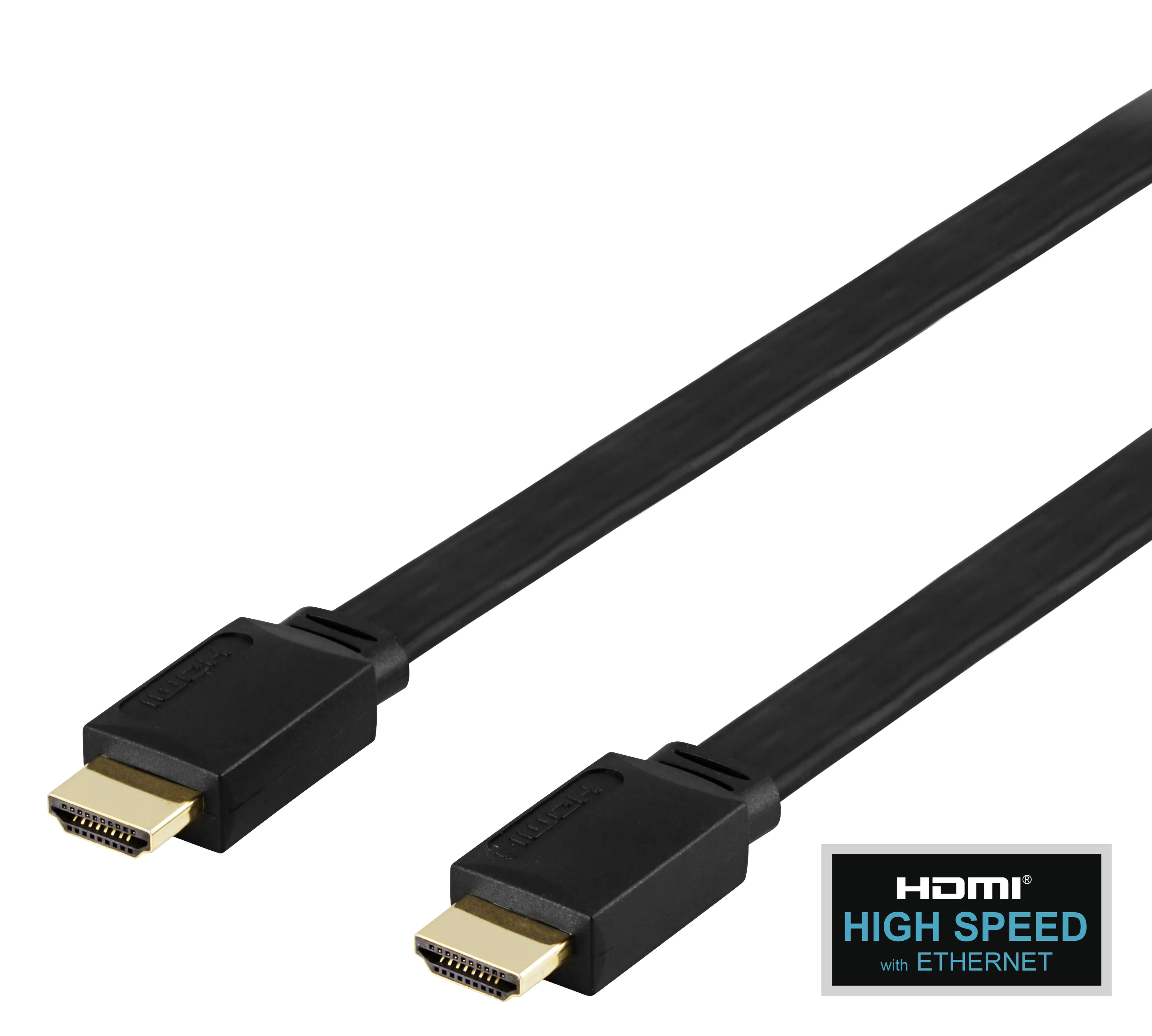 Deltaco Flat High Speed with Ethernet HDMI cable, 5m, black