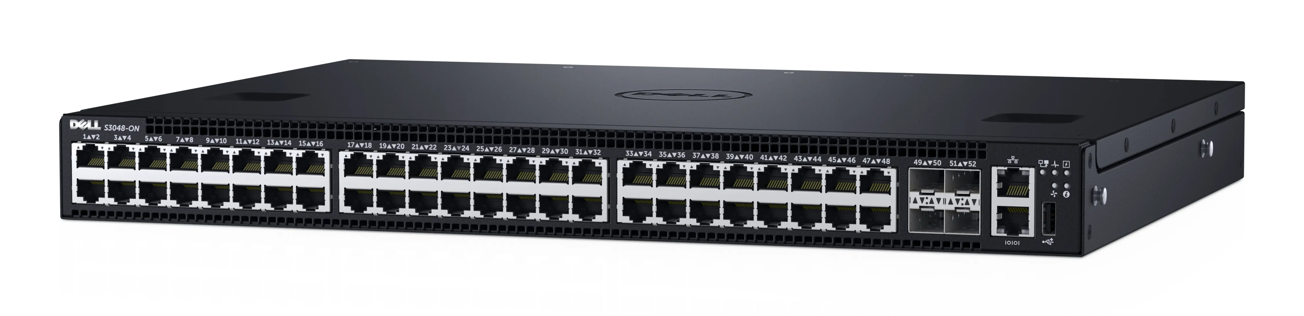 Dell Networking S3048-ON - Kytkin - L3 - Hallinnoitu - 48 x 10/100/1000 + 4 x 10 Gigabit SFP+ - r&auml;kkiin asennettava