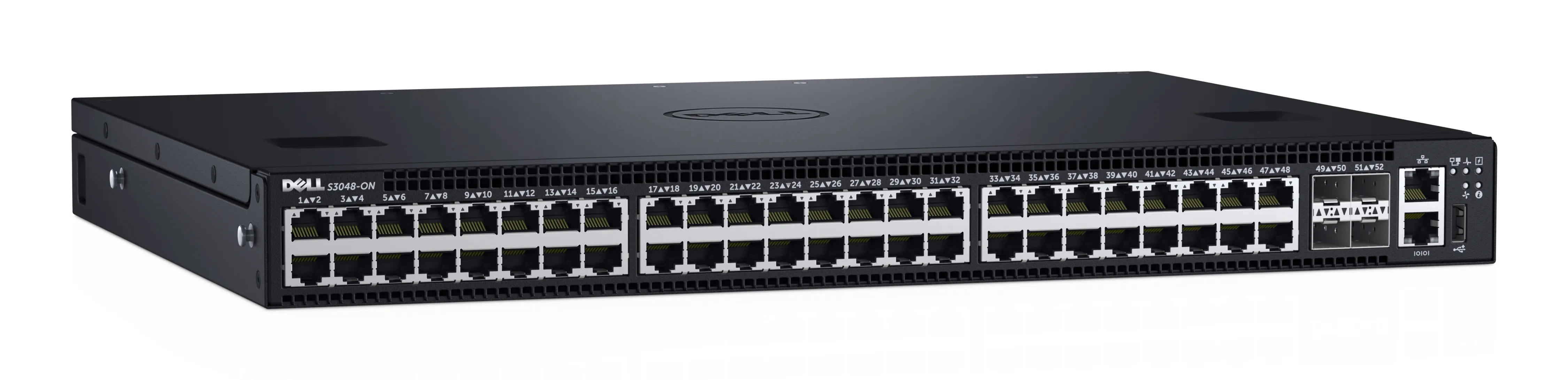 Dell Networking S3048-ON - Kytkin - L3 - Hallinnoitu - 48 x 10/100/1000 + 4 x 10 Gigabit SFP+ - r&auml;kkiin asennettava