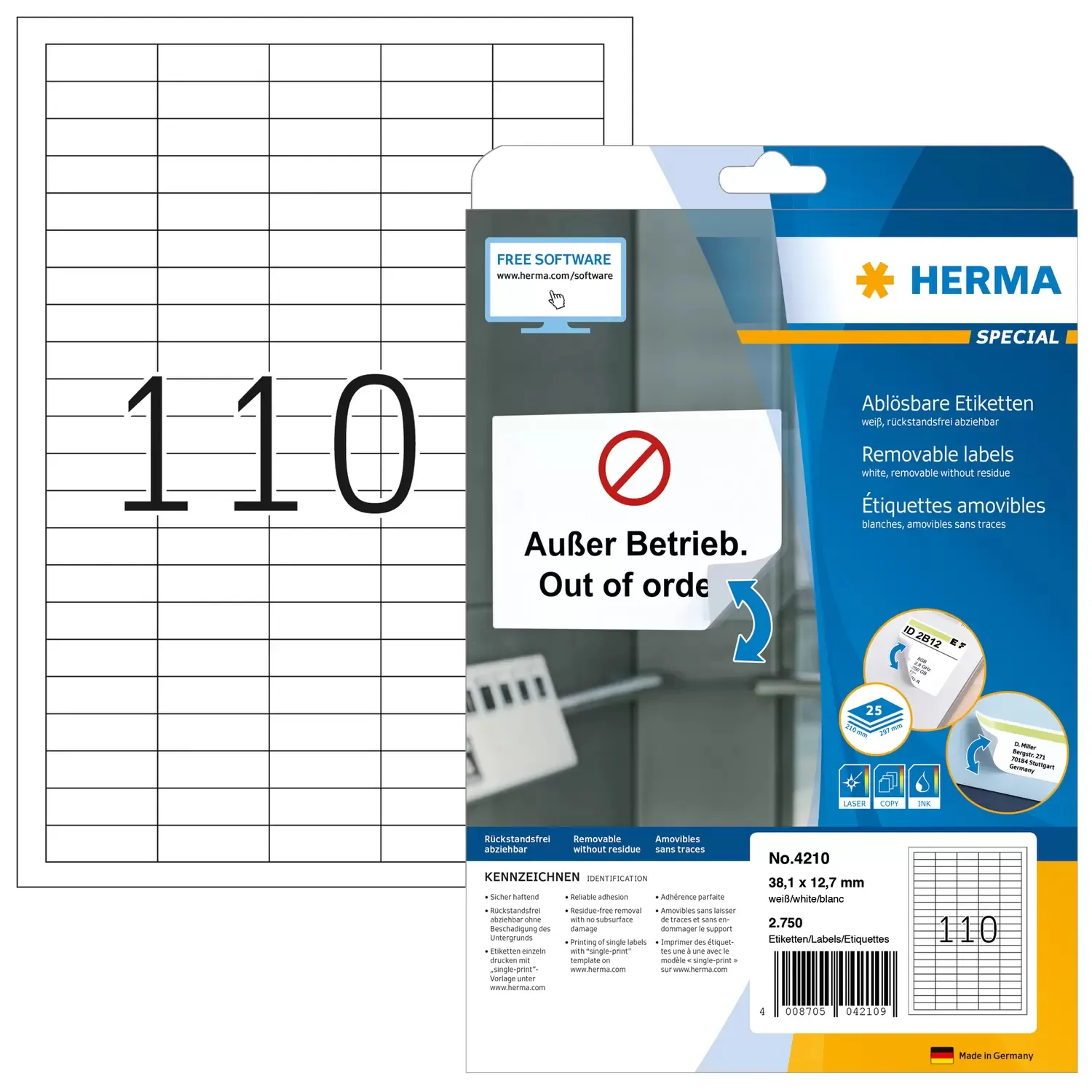 Herma label removable 38,1x12,7 (2750)
