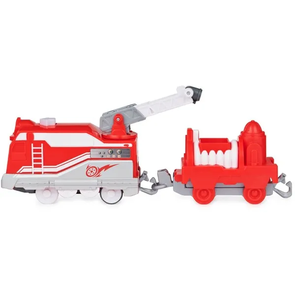 Spin Master Mighty Express Motorized Train Red Rescuer Toy Vehicle (Red/White, With Boxcar)