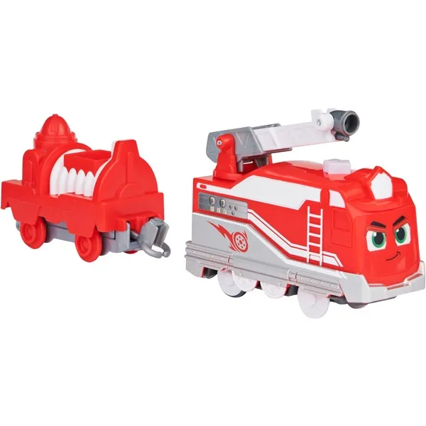 Spin Master Mighty Express Motorized Train Red Rescuer Toy Vehicle (Red/White, With Boxcar)