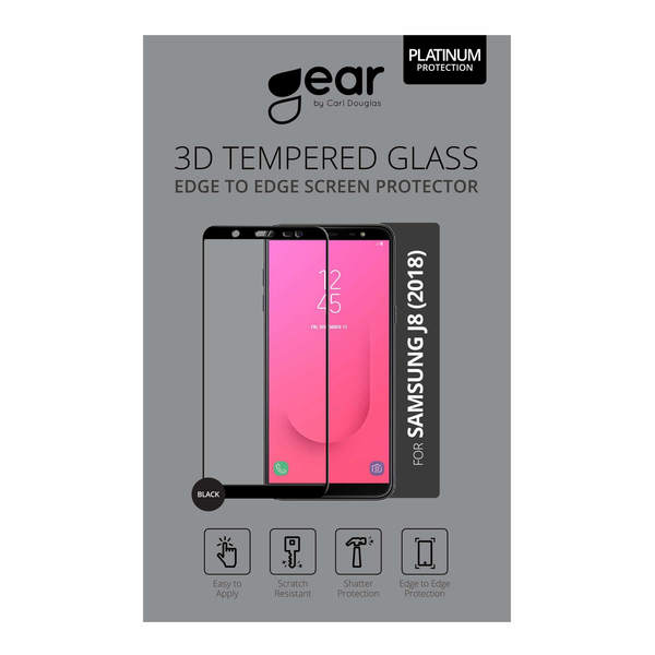GEAR Härdat Glas 3D Samsung J8 2018 Edge to Edge Svart GEAR Härdat Glas 3D Samsung J8 2018 Edge to Edge Svart