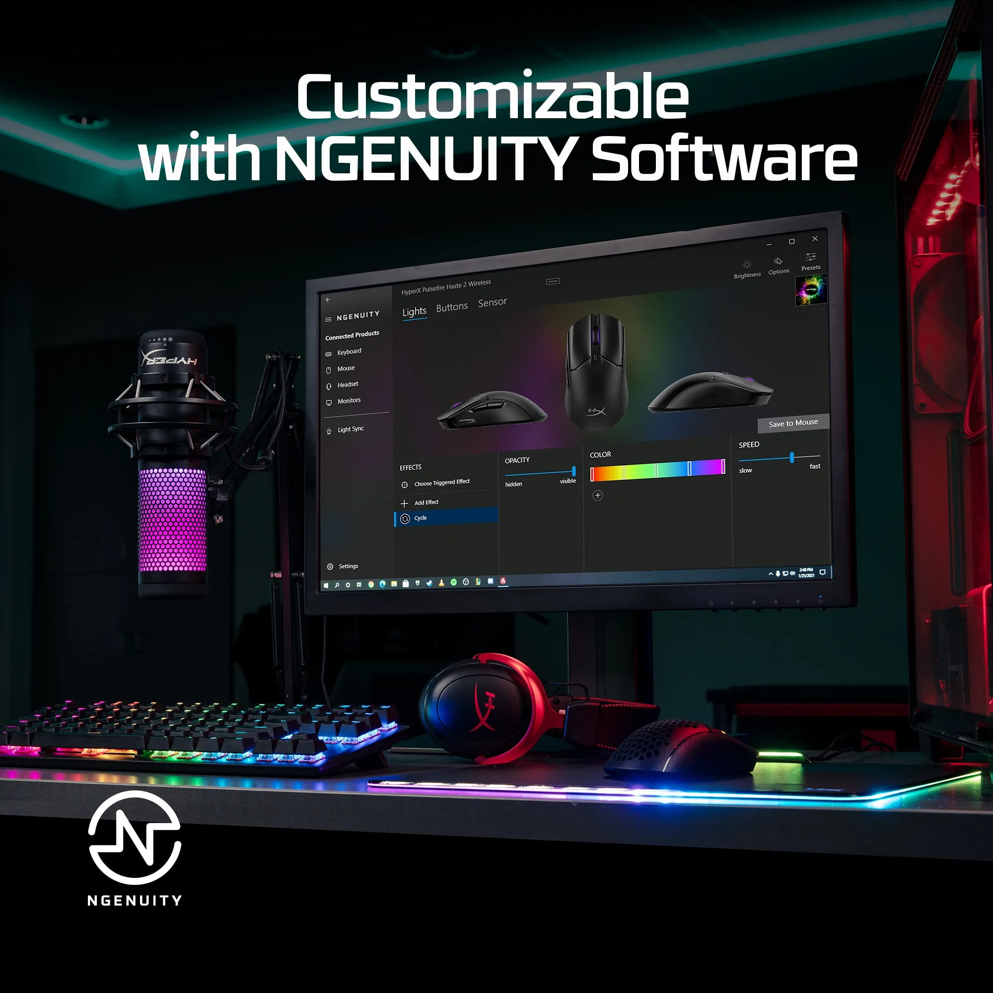 HyperX Pulsefire Haste 2 Optisk Tr&aring;dl&oslash;s Kabling Hvid