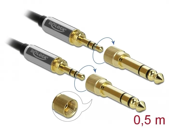 De-Lock  3.5mm – 3.5mm -adapteri, musta, Harmaa