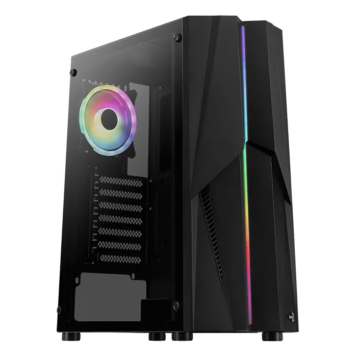 AEROCOOL Mecha-G-BK-V2 -miditornikotelo ikkunalla, RGB-valaistuksella, musta