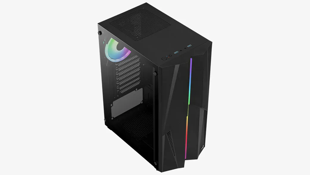 AEROCOOL Mecha-G-BK-V2 -miditornikotelo ikkunalla, RGB-valaistuksella, musta