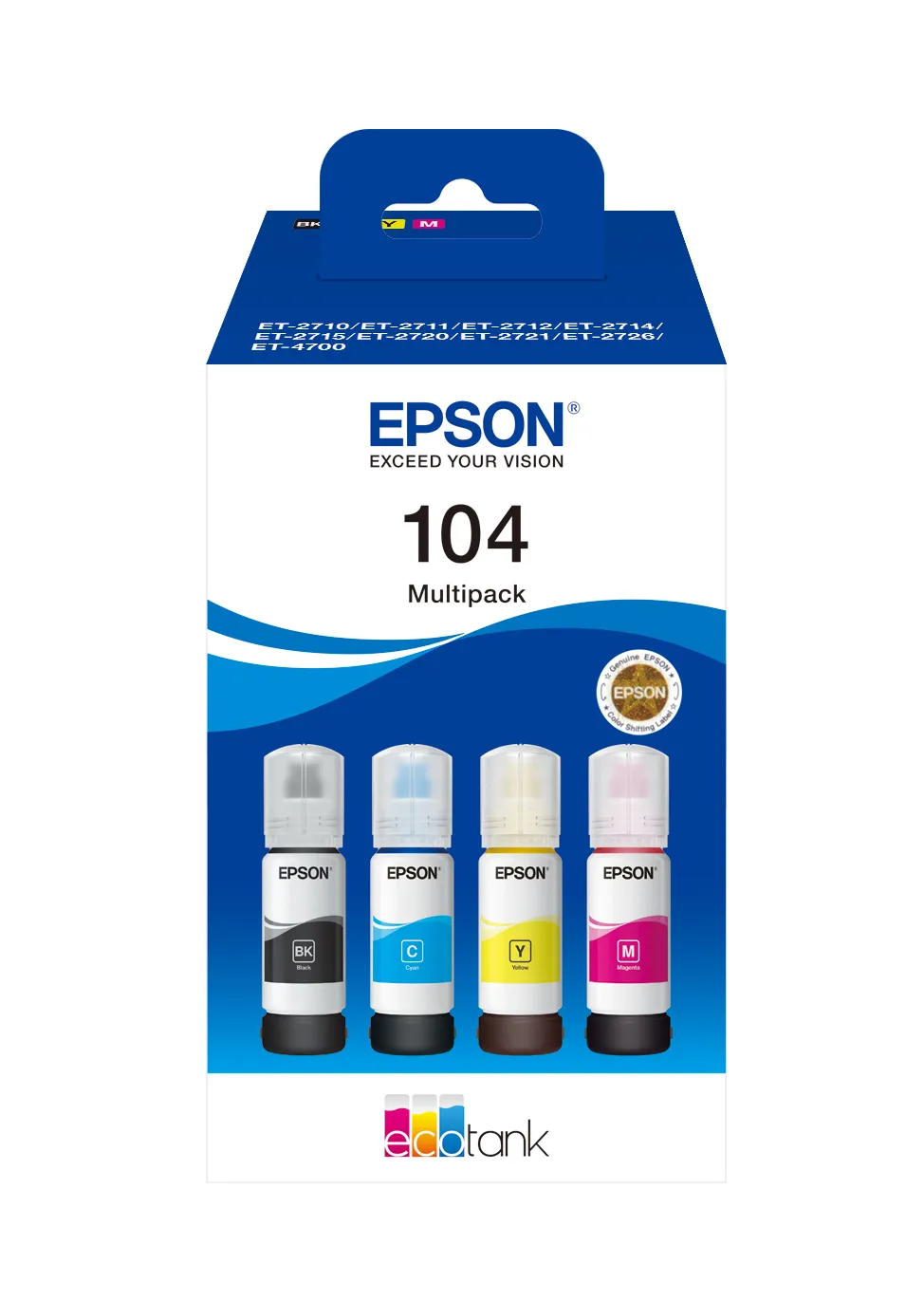 Epson 104 EcoTank -mustepullopakkaus, 65 ml, 4 kpl