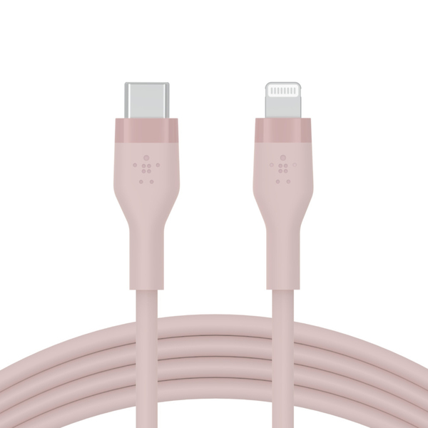 Belkin BoostCharge Flex USB-C &ndash; Lightning -kaapeli, 2 m, vaaleanpunainen