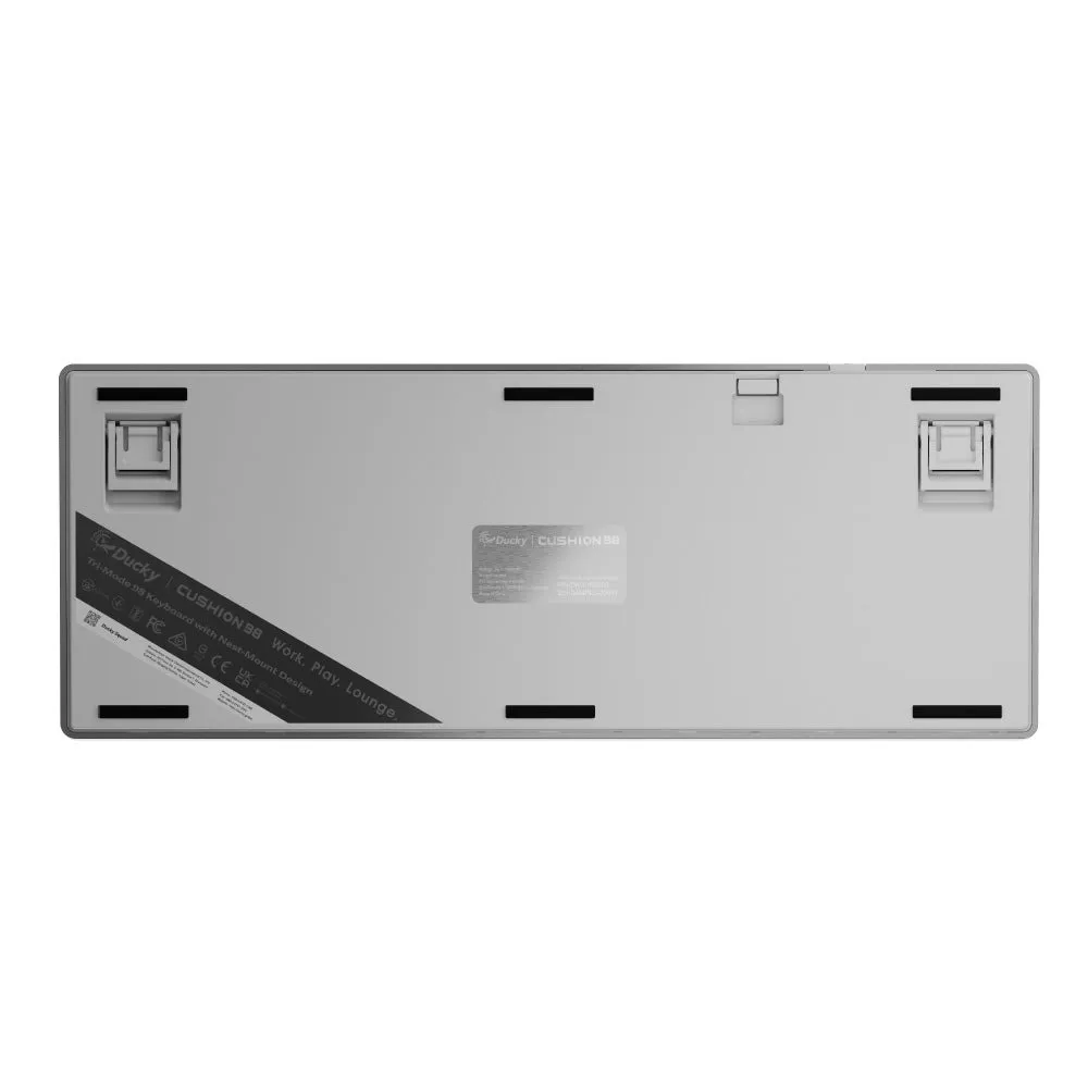 DUCKY 98% Mechanical Keyboard, Silver, Ducky Silent Red Linear Switches, Nordic ISO, Tri-Mode