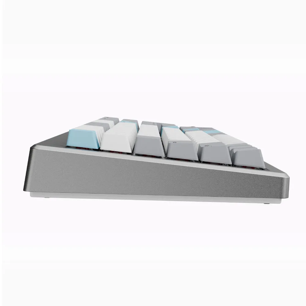 DUCKY 98% Mechanical Keyboard, Silver, Ducky Silent Red Linear Switches, Nordic ISO, Tri-Mode
