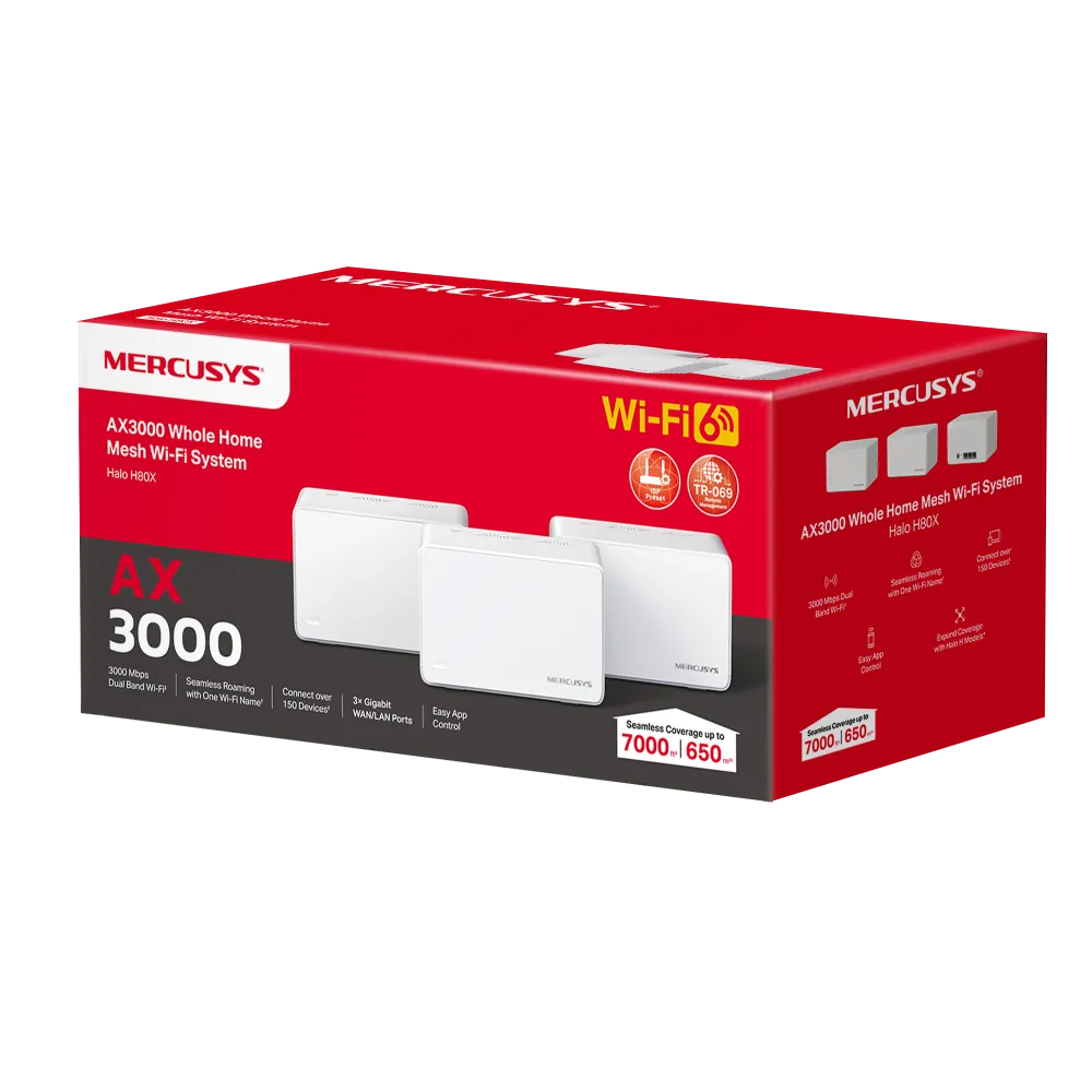 Mercusys Halo H80X AX3000 Whole Home WiFi 6 - Mesh system, 3pcs