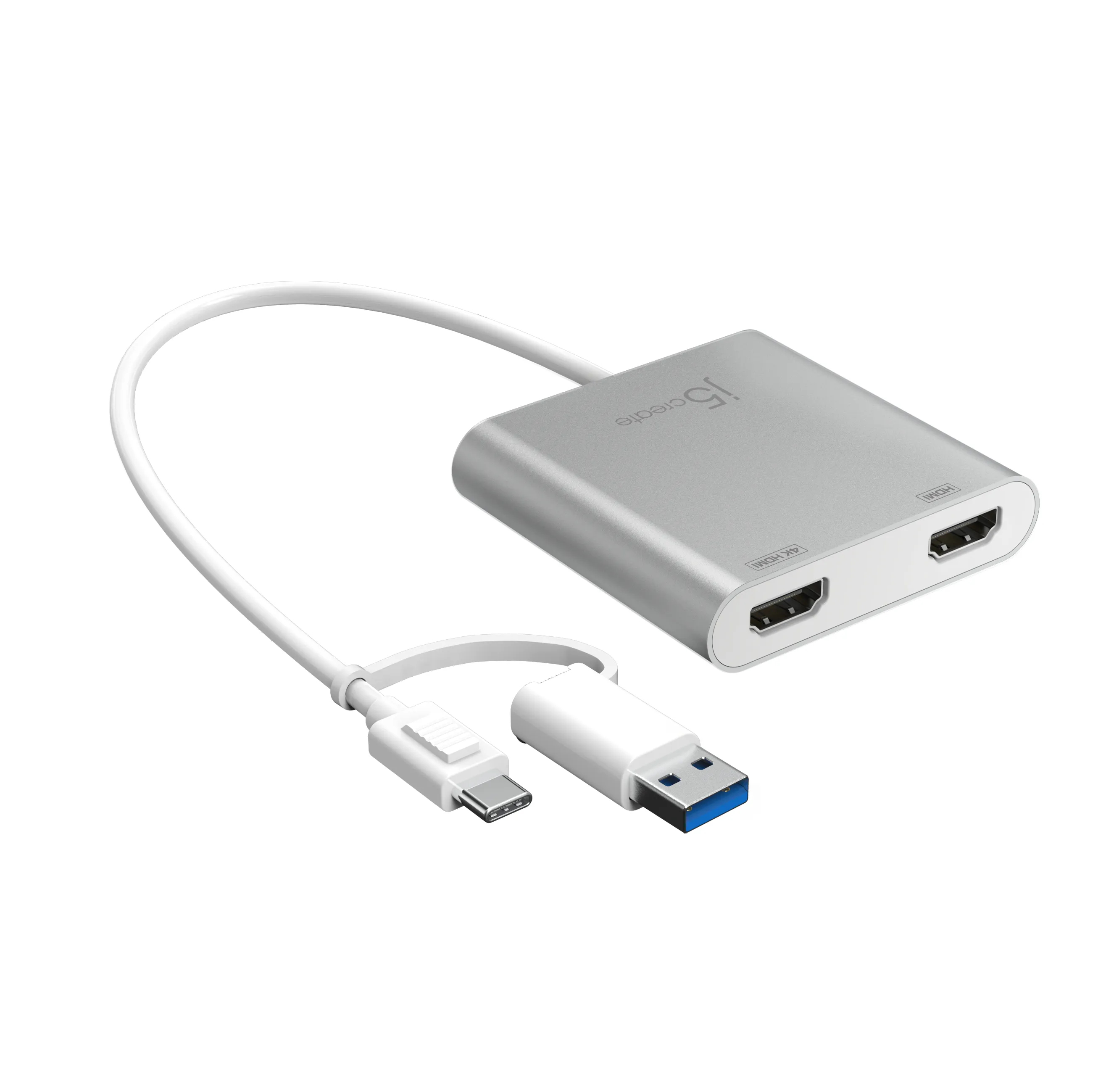 (Bargains) J5 Create USB-C to Dual HDMI Multi-Monitor Adapter - adapter, Silver