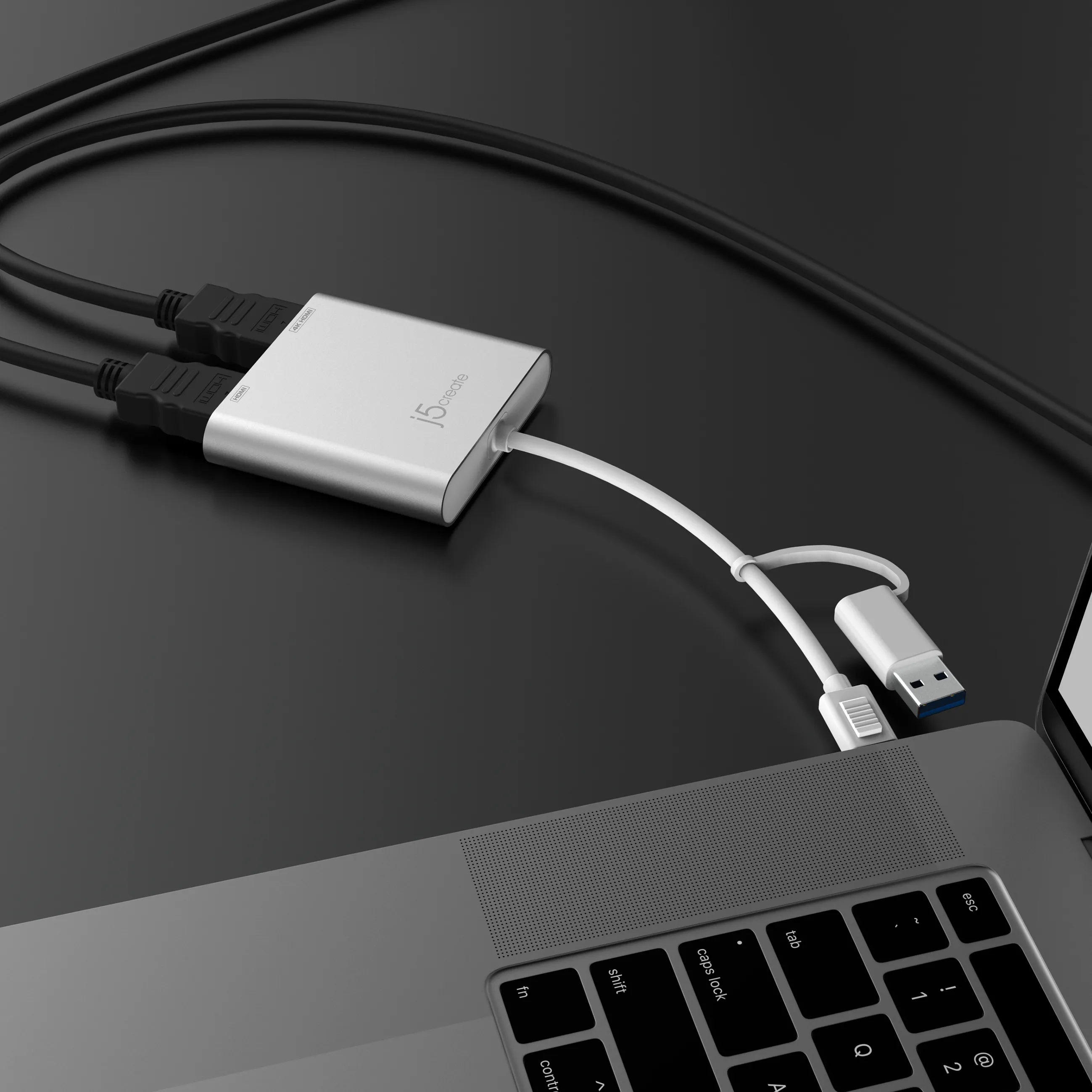 (Bargains) J5 Create USB-C to Dual HDMI Multi-Monitor Adapter - adapter, Silver