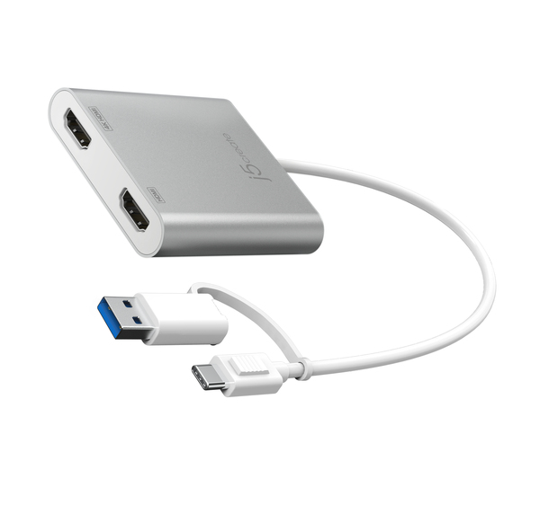 (Fyndh&ouml;rnan) J5 Create USB-C to Dual HDMI Multi-Monitor Adapter - adapter, Silver