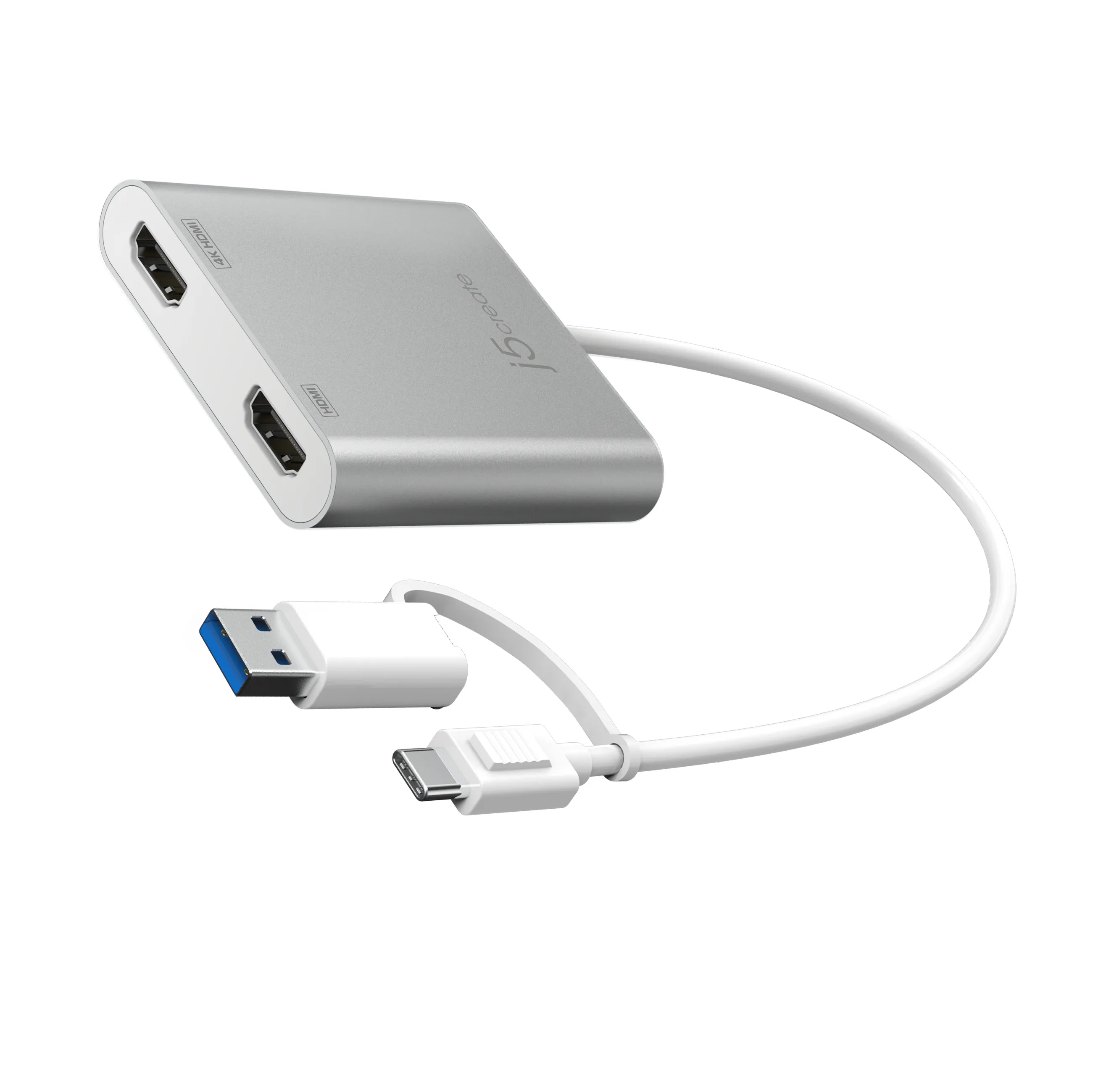 (Bargains) J5 Create USB-C to Dual HDMI Multi-Monitor Adapter - adapter, Silver