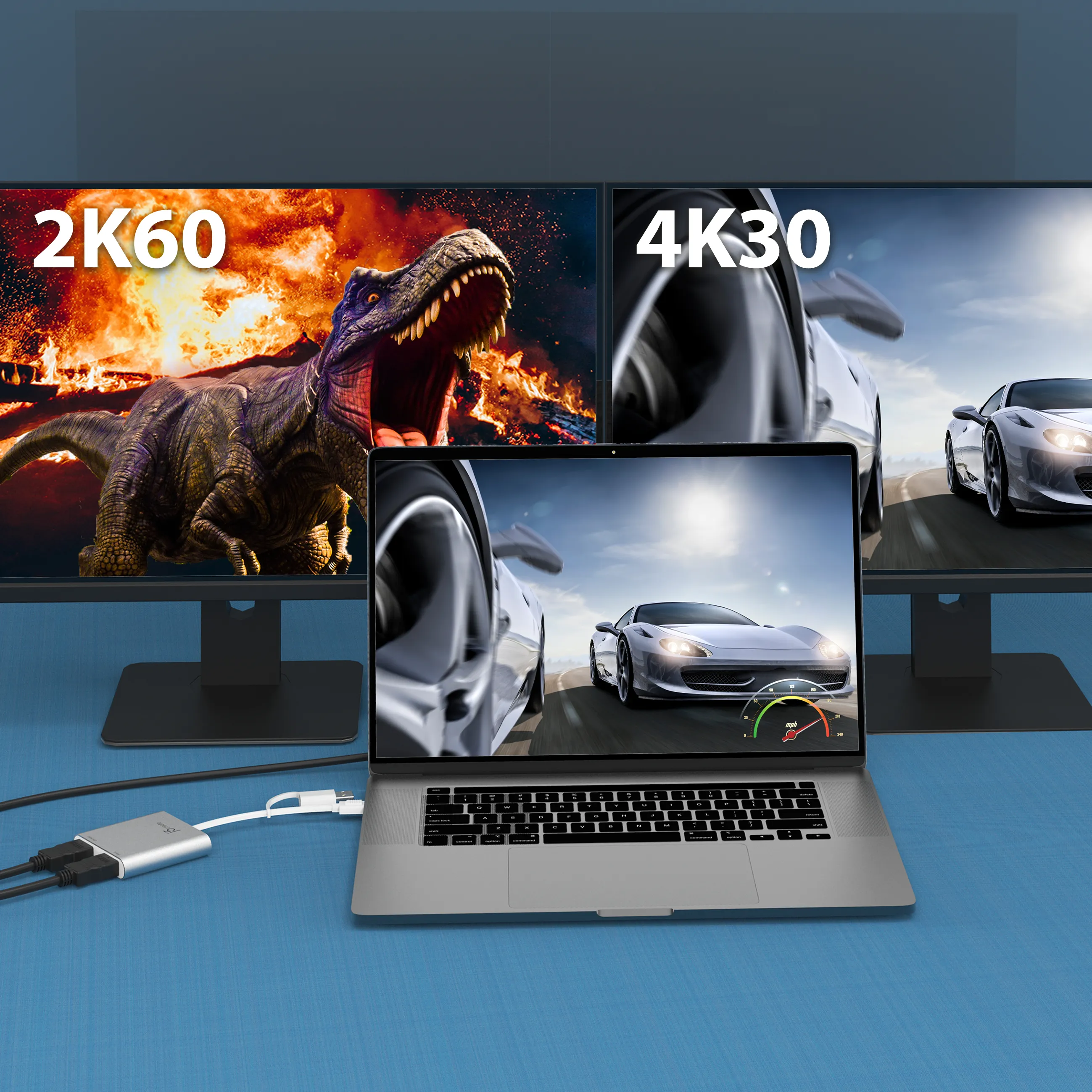 (Bargains) J5 Create USB-C to Dual HDMI Multi-Monitor Adapter - adapter, Silver