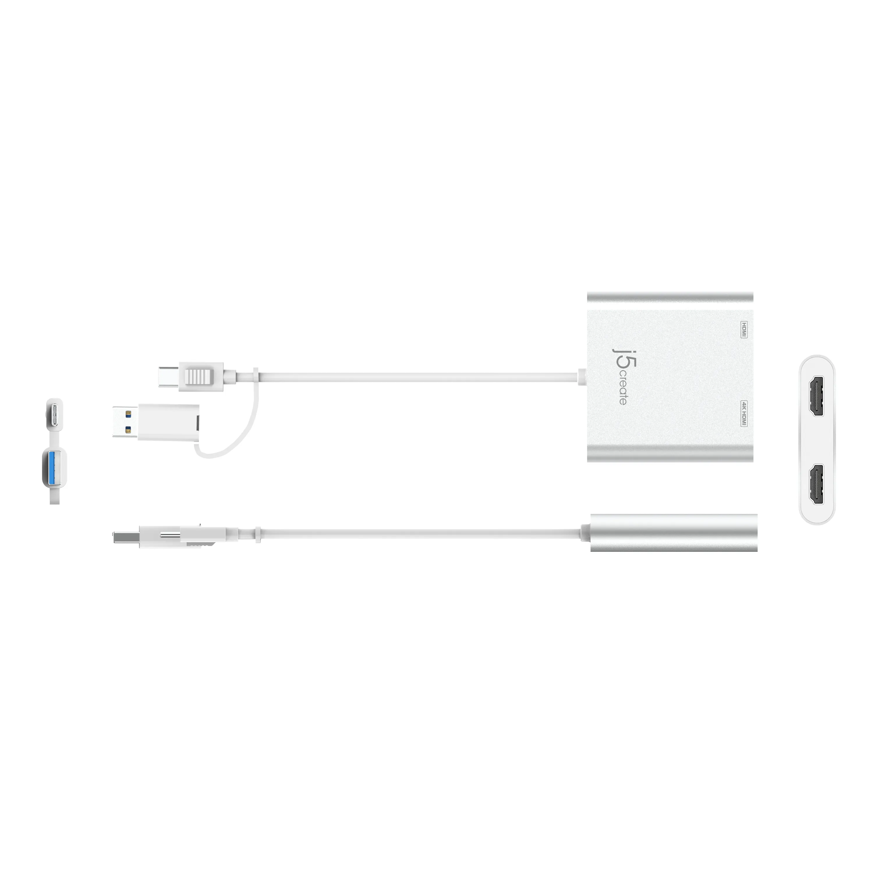 (Bargains) J5 Create USB-C to Dual HDMI Multi-Monitor Adapter - adapter, Silver
