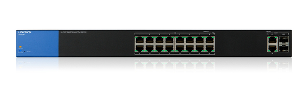 Linksys Smart LGS318P - Kytkin - Hallinnoitu - 16 x 10/100/1000 (PoE+) + 2 x combo Gigabit SFP - r&auml;kkiin asennettava - PoE+ (125 W) - AC 100/230 V