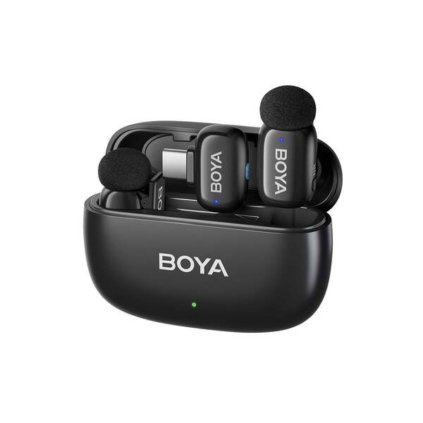 BOYA Mini 2-02 USB-C Wireless Lavalier Microphone (incl. 2 transmitters + 1 receiver + case), Black