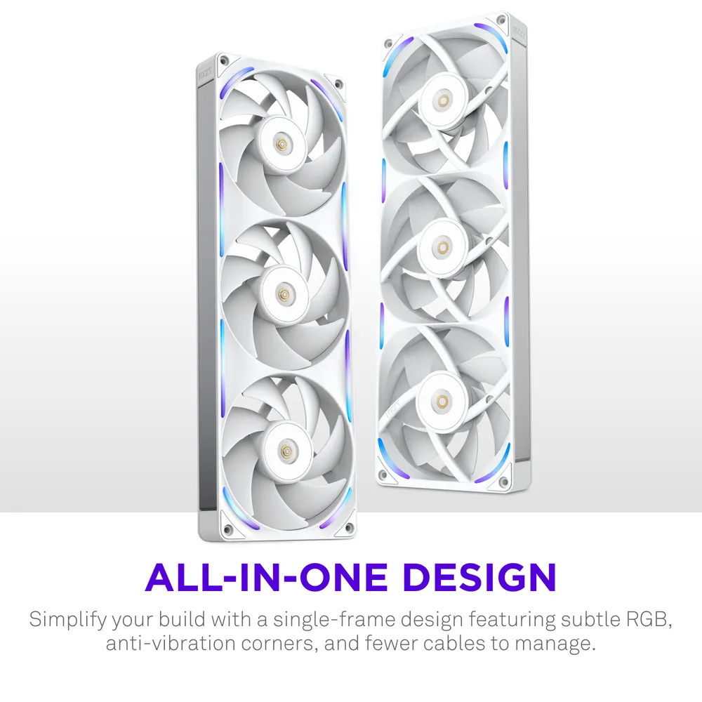 NZXT Performance F360X, 360mm, PWM, Fluid Dynamic Bearing, RGB Fan Kit, 3-pack, White