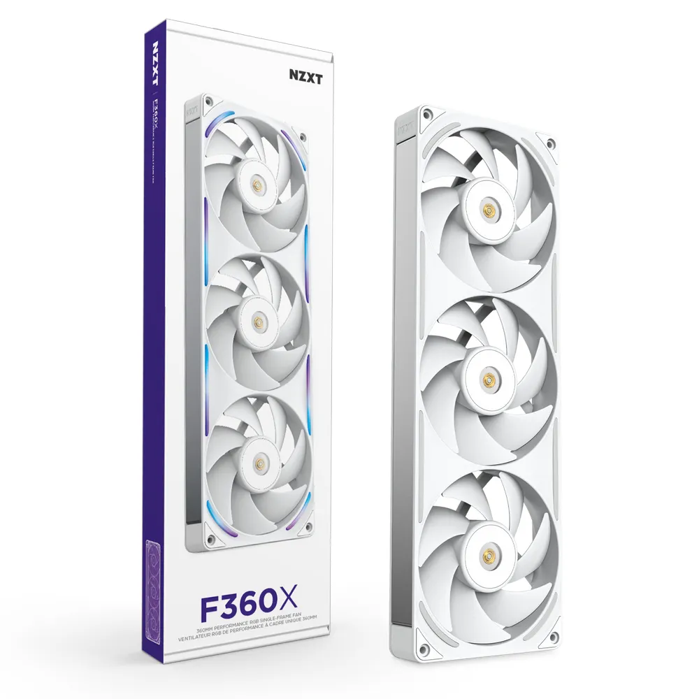 NZXT Performance F360X, 360mm, PWM, Fluid Dynamic Bearing, RGB Fan Kit, 3-pack, White