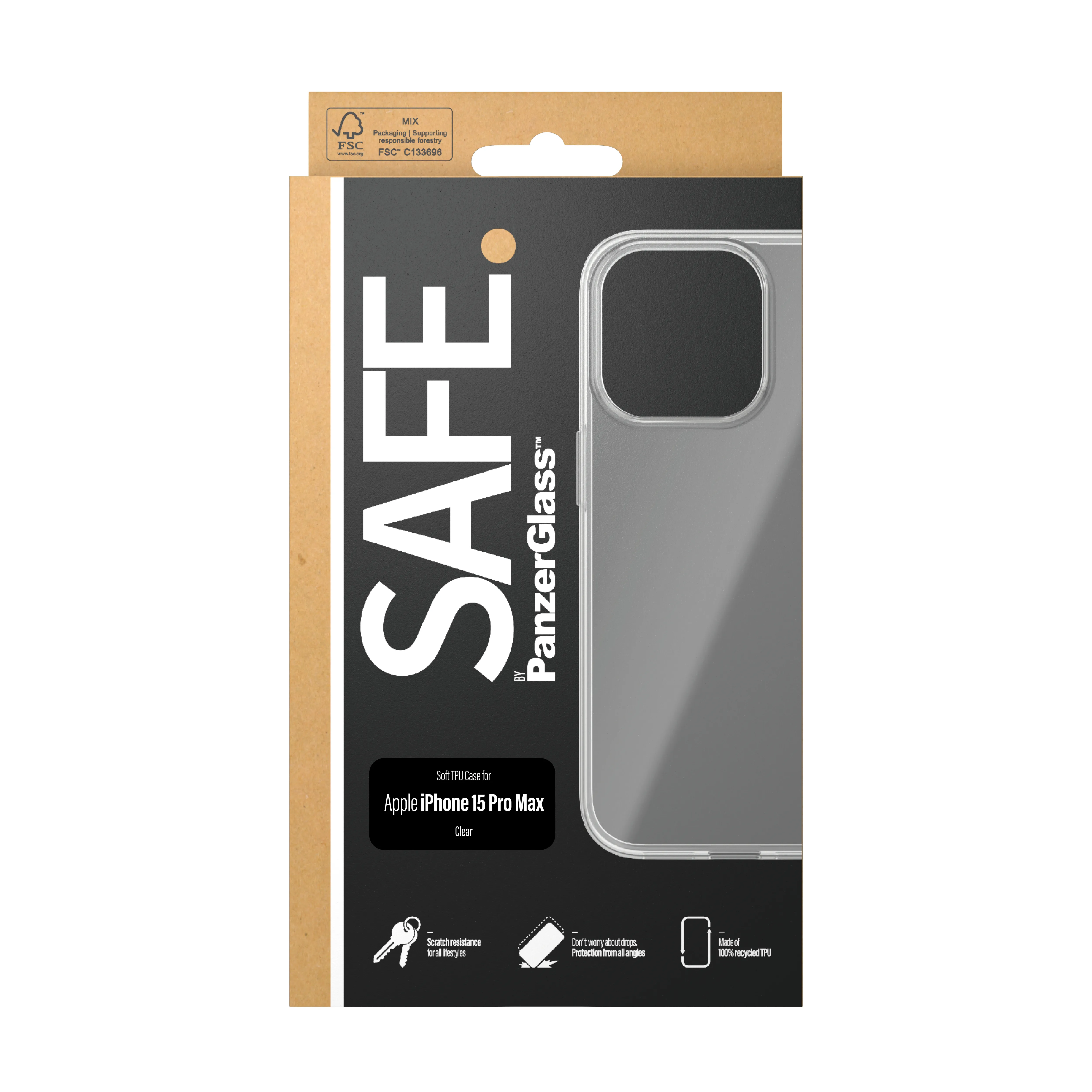 SAFE. by PanzerGlass iPhone 15 Pro Max skal, Transparent