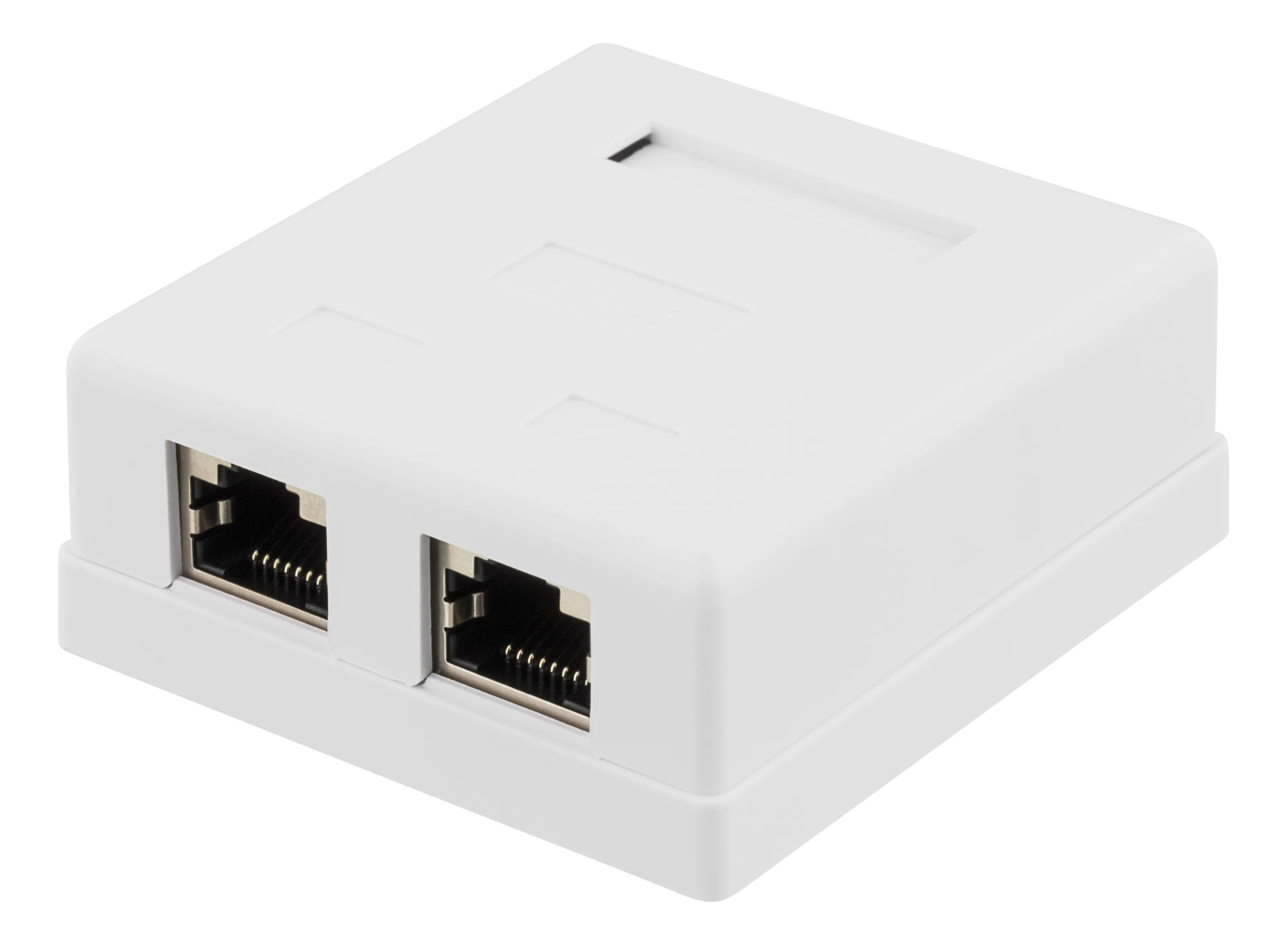 DELTACO suojattu datarasia pinta-asennukseen, FTP 2xRJ45, Cat6, valk.