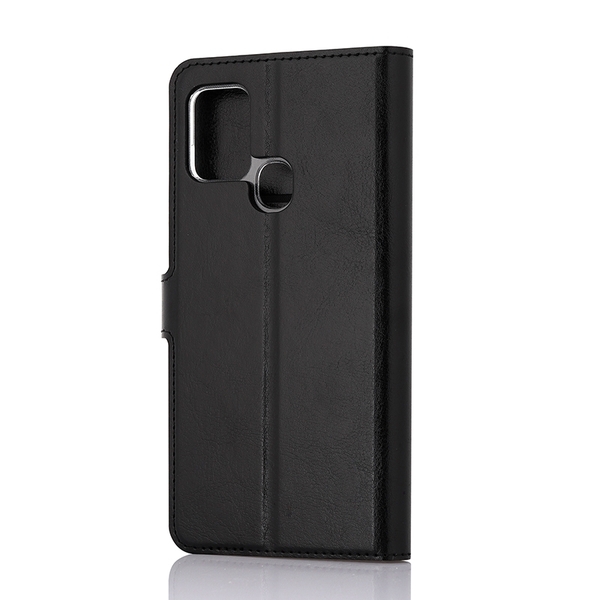 Wave Multipocket Book Case musta suojakotelo Samsung Galaxy A21s puhelimelle. Magneettisulkuinen kansi, korttipaikat RFID suojauksella ja l&auml;pin&auml;kyv&auml; muovikelkka