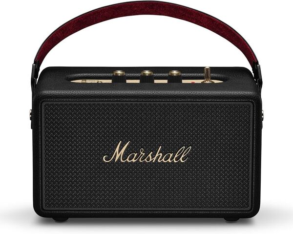 Marshall Kilburn III Bluetooth b&auml;rbar h&ouml;gtalare, svart och m&auml;ssing