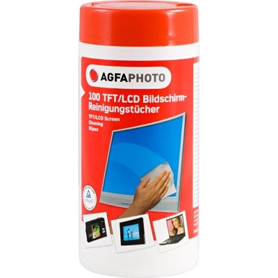 AgfaPhoto kosteuspyyhe n&auml;yt&ouml;n puhdistukseen, 130x180 mm, 100kpl