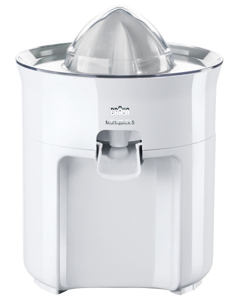 *BRAUN SITRUSPURISTIN MPZ22 Classic Design. K&auml;tev&auml; sitruspuserrin, joka aktivoituu kun hedelm&auml;&auml; painetaan kartiota vasten. Kartio py&ouml;rii joka toisen kerran oike