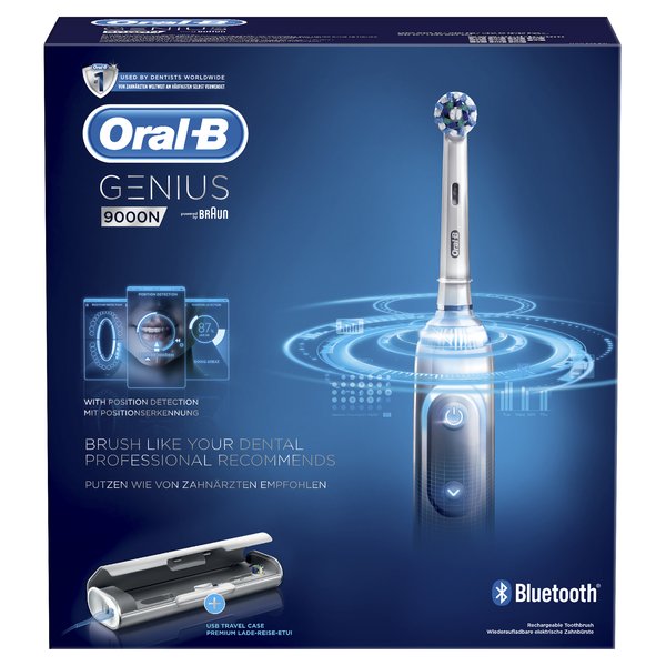 BRAUN S&Auml;HK&Ouml;HAMMASHARJA ORAL-B GENIUS 9000 Hopea. Uusi kevyt ja siro runko. Tehokas lithiumi-akku. 10 500 kierrosta ja 40 000 syk&auml;yst&auml;/min.  Lataava USB-kotelo,