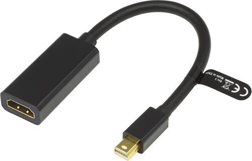 DELTACO Mini DisplayPort - HDMI-sovitin, jossa &auml;&auml;ni,20-pin ur-na, 0,
