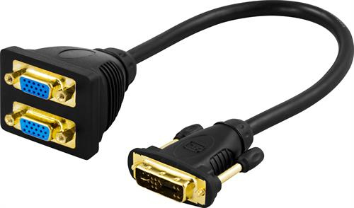 DVI-adapter, Dual Link, 1xDVI-I ha till 2xHD15 ho