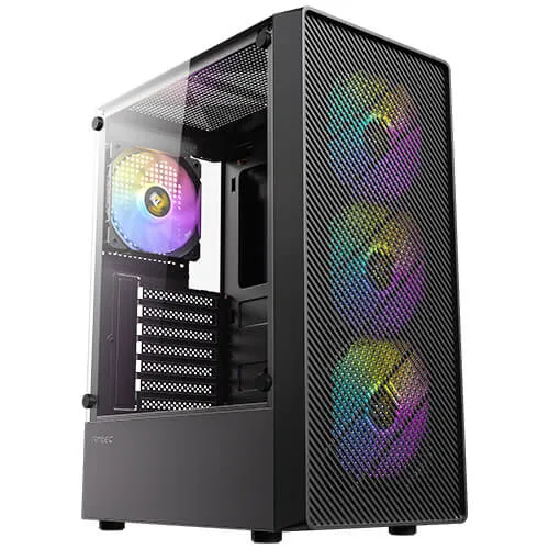 Antec AX26 RGB Elite Midi-Tower Case with window and RGB lighting, Black