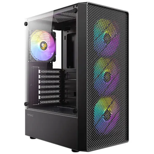 Antec AX26 RGB Elite Midi-Tower Case with window and RGB lighting, Black