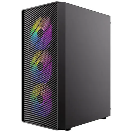 Antec AX26 RGB Elite Midi-Tower Case with window and RGB lighting, Black