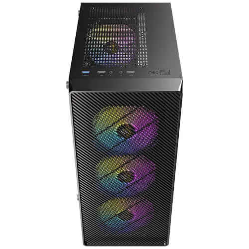 Antec AX26 RGB Elite Midi-Tower Case with window and RGB lighting, Black