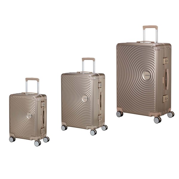 AMERICAN TOURISTER Soundbox 3-Piece Trolley Luggage Set, Anodized Aluminium, Alu Bronze