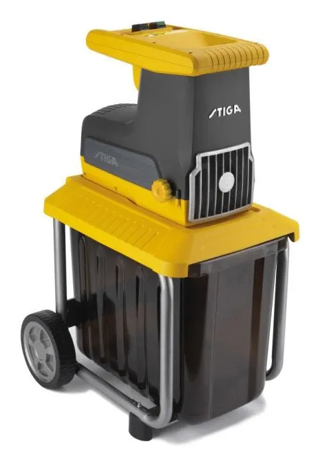 STIGA Bio Silent 2500 sähkökäyttöinen oksasilppuri, 2500 W, 40 mm, 60 L, musta/keltainen