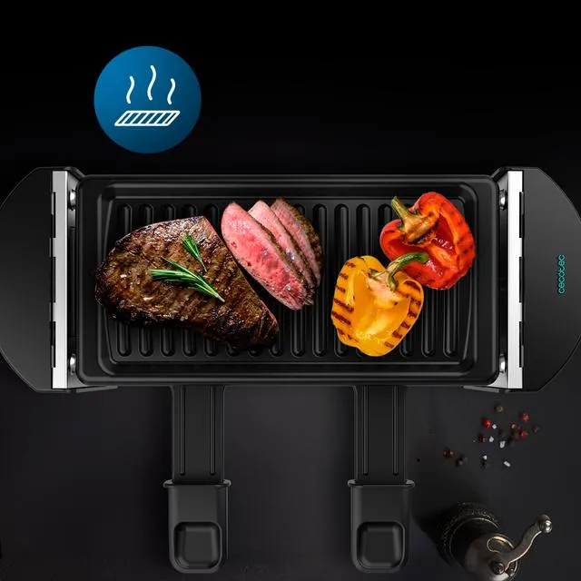 CECOTEC Raclette Cheese&amp;Grill 3200 Pocket elektrisk raclettegrill, 320 watt, 2 personer, svart