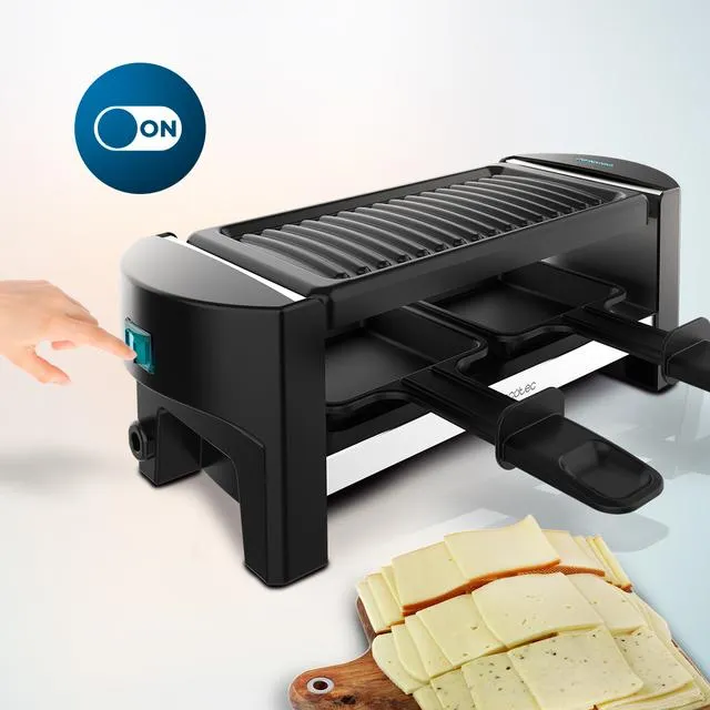 CECOTEC Raclette Cheese&amp;Grill 3200 Pocket elektrisk raclettegrill, 320 watt, 2 personer, svart