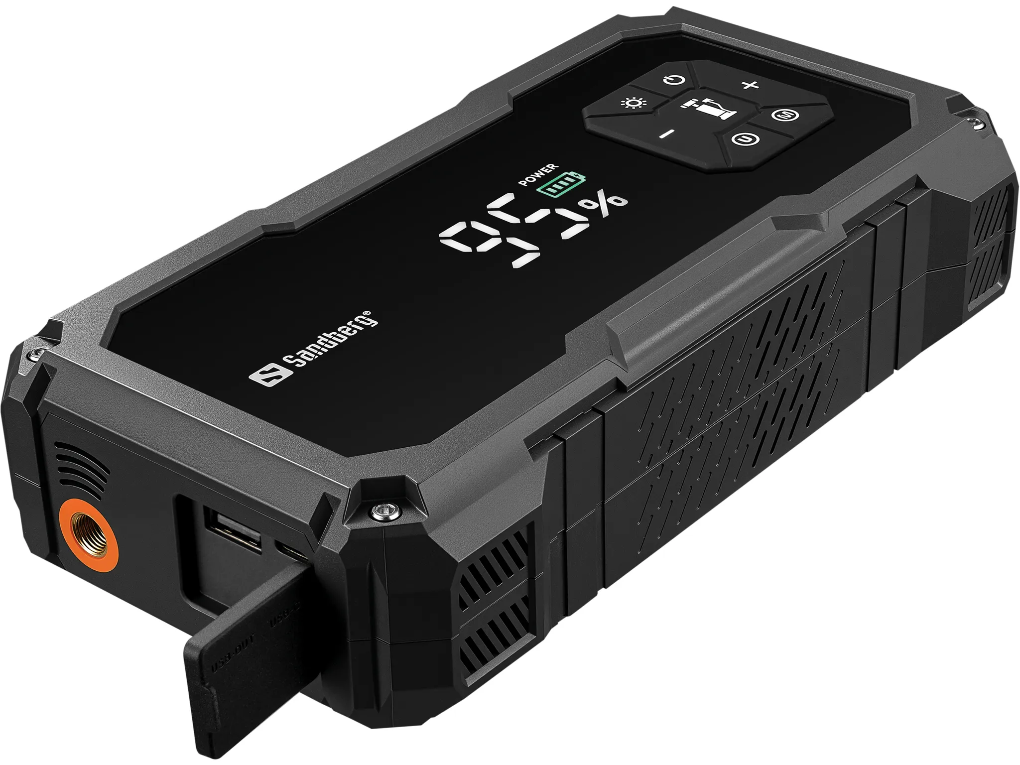 SANDBERG TirePump 10000mAh - auton apuk&auml;ynnistin integroidulla rengaspumpulla