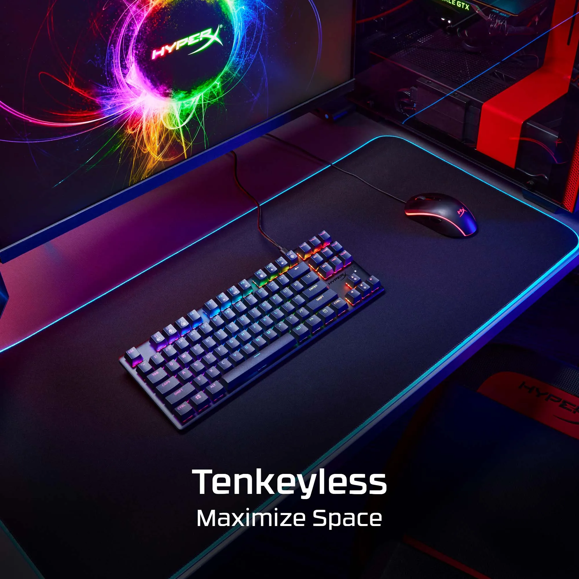 HyperX Alloy Origins Core PBT mekaniskt speltangentbord, HyperX Red, svart