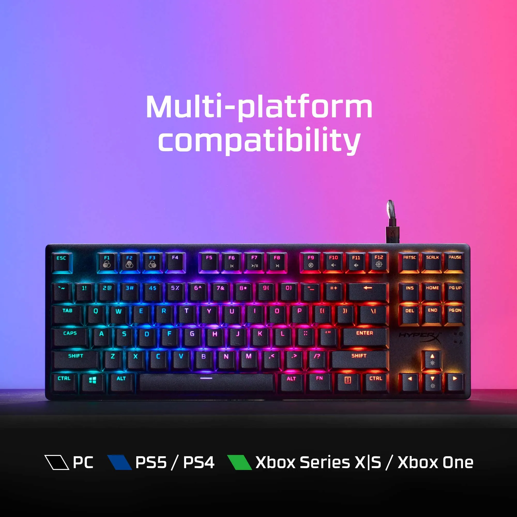 HyperX Alloy Origins Core PBT mekaniskt speltangentbord, HyperX Red, svart