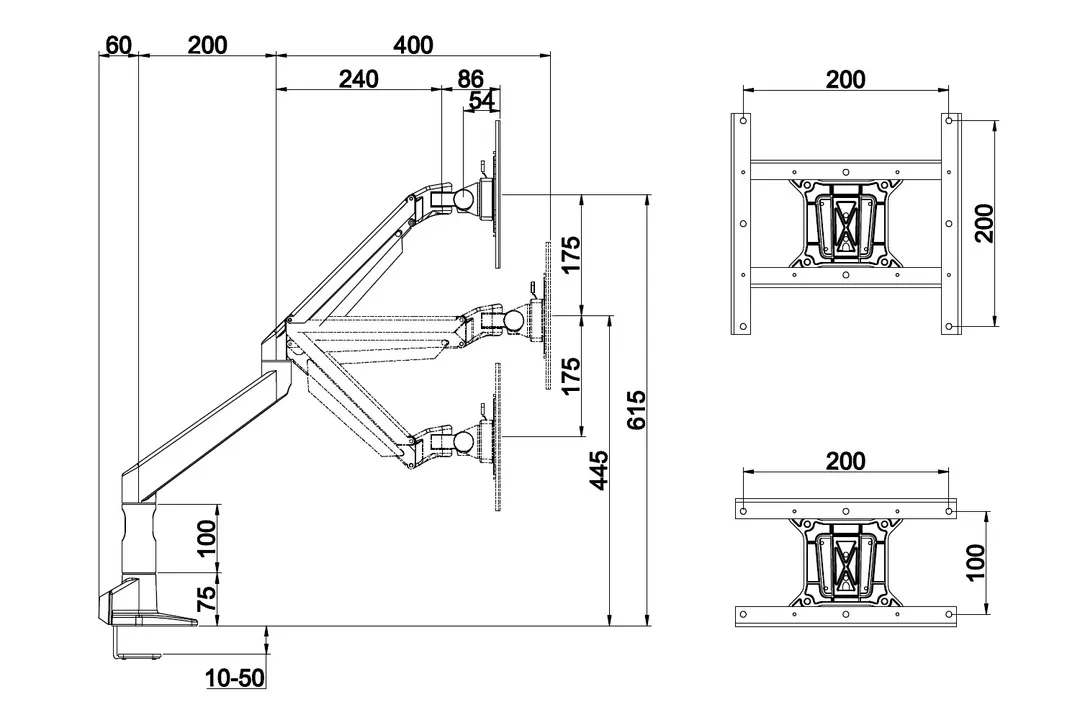 Multibrackets M VESA Gas Lift XL Single -n&auml;ytt&ouml;varsi, valkoinen, 15&quot;-38&quot;, 10Kg