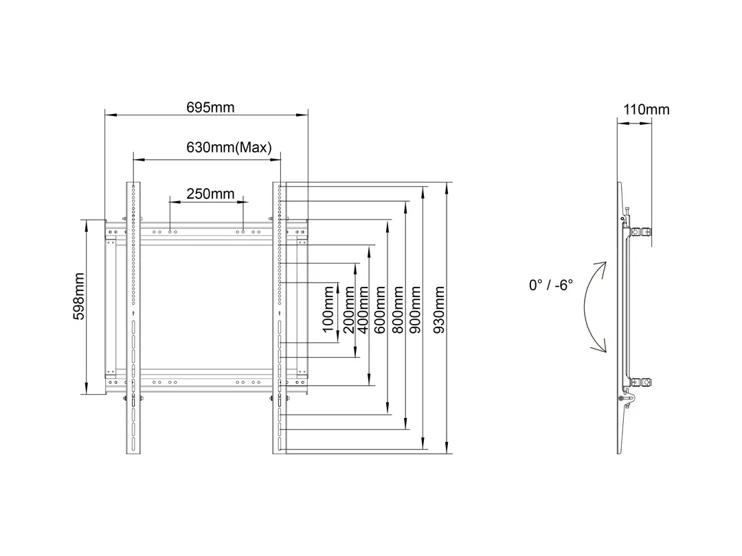 M Pro Series - Dual Pole bracket 600X900