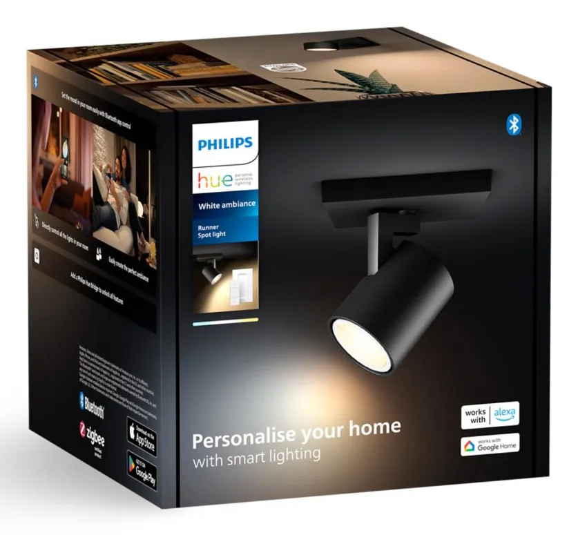 PHILIPS RUNNER HUE SINGLE SPOT BLACK 1X5W 230V